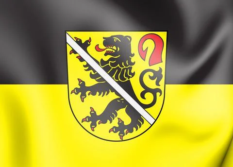 3D Flag of Zeil am Main (Bavaria), Germany. 3D Illustration. Stock Illustration