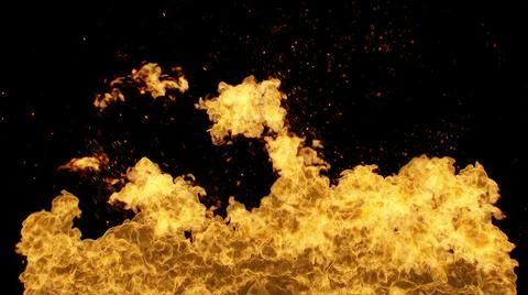 3D Flame Wall Background on Black Illustrazione stock