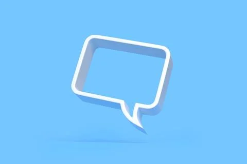 3D Flat empty frame speech bubble icon for text quote on a blue background Stock Illustration