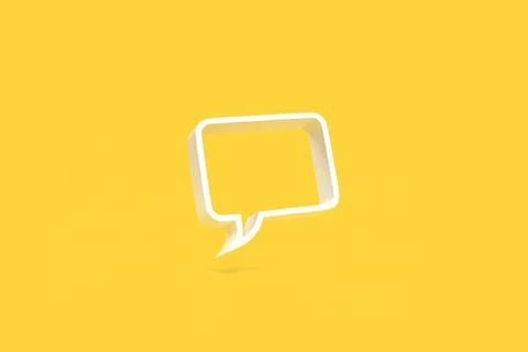 3D Flat empty frame speech bubble icon for text quote on a yellow background Stock Illustration