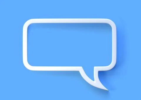 3D Flat frame speech bubble icon for text quote on a blue background Stock Illustration