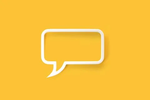 3D Flat frame speech bubble icon for text quote on a yellow background Stock Illustration