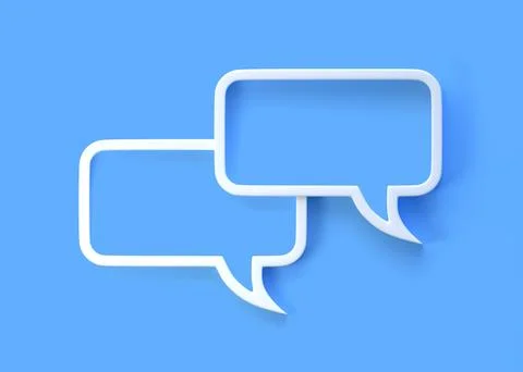 3D Flat frame speech bubbles icon for text quote on a blue background Illustrazione stock