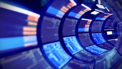 3D flight in the blue optic tunnel data processing Видео 83271026