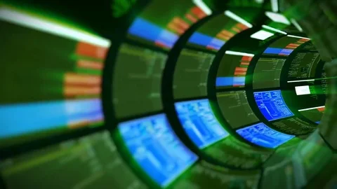3D flight in green optic tunnel data processing Stock Footage 83271117