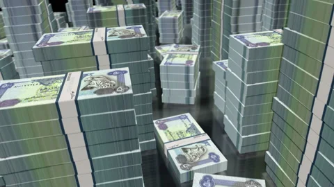 3d flight over the Arab Emirates Dirhams money banknote packs loop animation Stock Footage 159541065