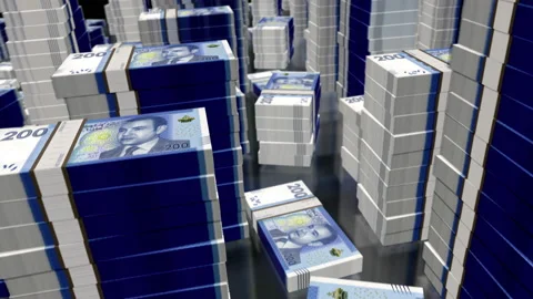 3d flight over the Morocco Dirham money banknote packs loop animation Stock Footage 205325449