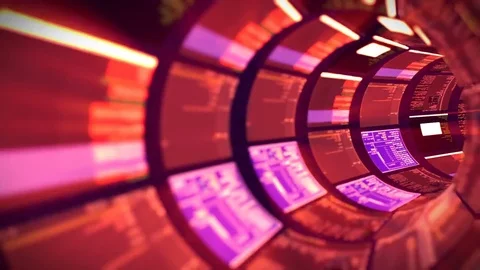 3D flight in the red optic tunnel data processing Stock Footage 83270880