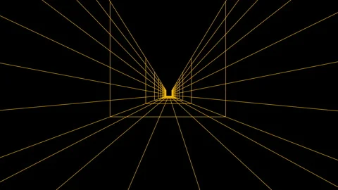 3D flight through a wireframe corridor. Seamless loop Stock Footage 145400764