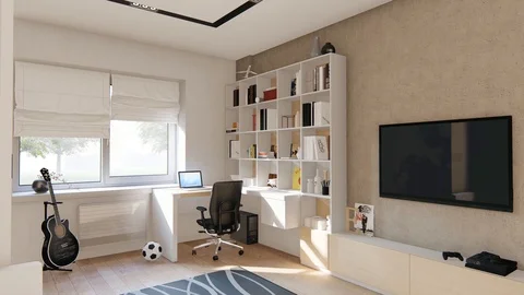 3D-flight of a young man's room Stock Footage 87646164