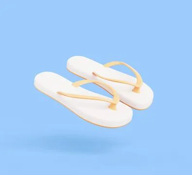 3d flip flop render icon, summer slippers for sand beach, pool or shower spa Stock-Illustration