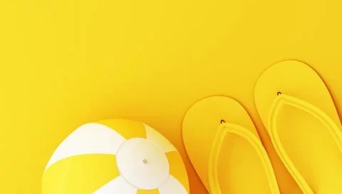 3d Flip flops and beach ball Illustrazione stock