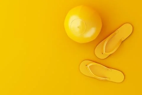 3d Flip flops and beach ball Illustrazione stock