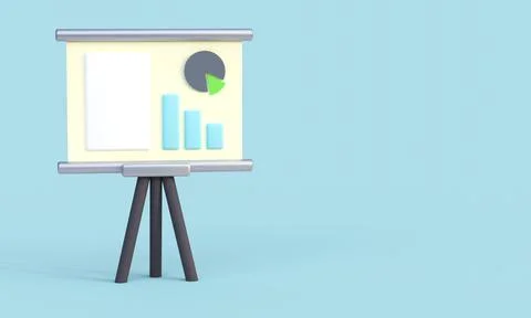 3d flipchart icon with chart or pie chart, graphs, data, diagram, infographic Illustrazione stock