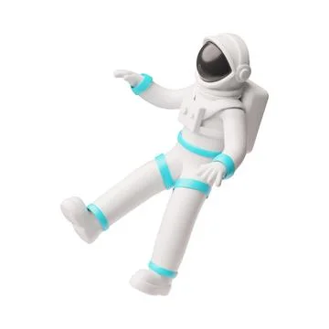 3D floating astronaut in a white suit and helmet, gravity. Stock Illustration