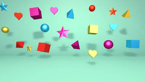 3D Floating Colorful Objects Stock Footage 243831609