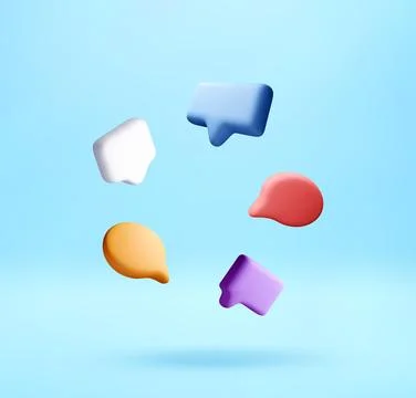 3D Floating colorful speech bubble set 스톡 일러스트
