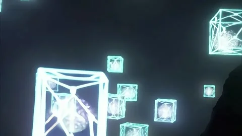 3D Floating Cubes with Glowing Particles - Seamless Loop Video stock 285836932