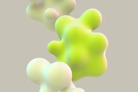 3D floating green cells on gray background. Stock Illustration