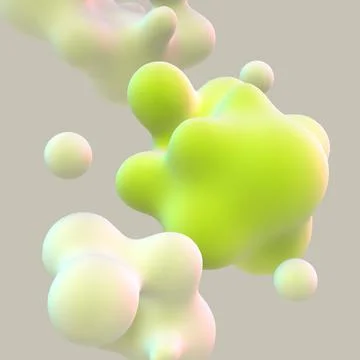 3D floating green cells on gray background. Stock Illustration