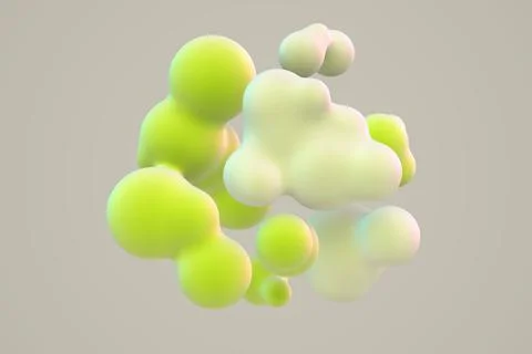 3D floating green cells on gray background. Stock Illustration