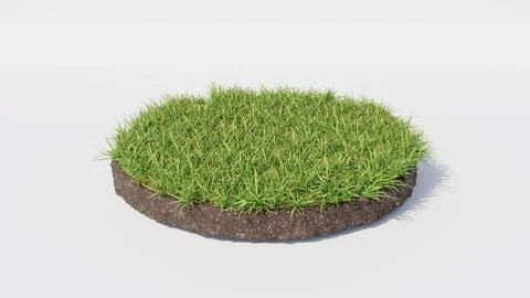 3d Floating island round shape with grass and soil layers. 3d render. Stock Illustration