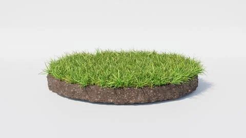 3d Floating island round shape with grass and soil layers. Stock Illustration