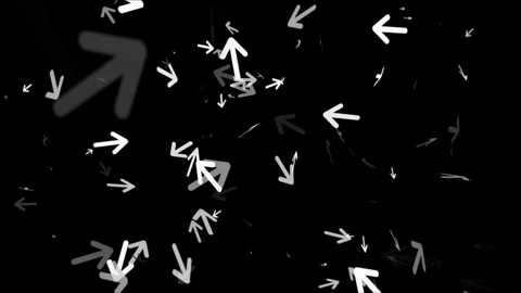 3D Floating White Arrows on black, Options and Decision Making metaphor, 4K Loop Stock Footage 307842738