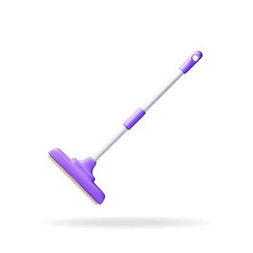 3d floor cleaning mop with plastic handle isolated Stock Illustration