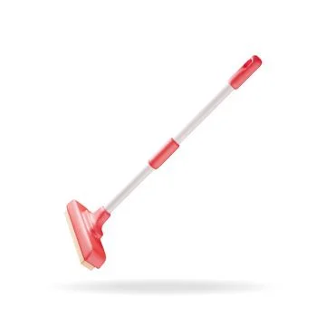 3d floor cleaning mop with plastic handle isolated Illustration