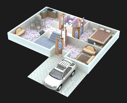 3D floor plan design Stock Illustration