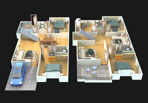 3D floor plan design Stock Illustration