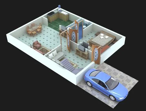 3D floor plan design Stock Illustration
