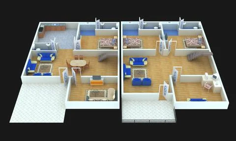 3D floor plan design Ilustración de archivo