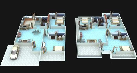 3D floor plan design Ilustración de archivo