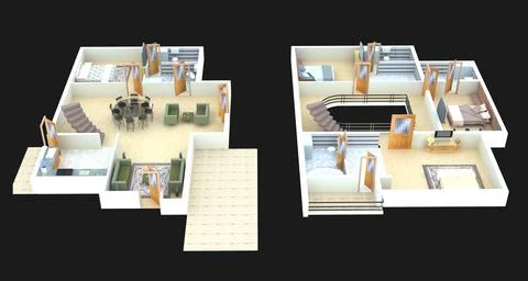 3D floor plan design Stock Illustration