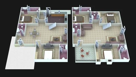 3D floor plan design Stock Illustration