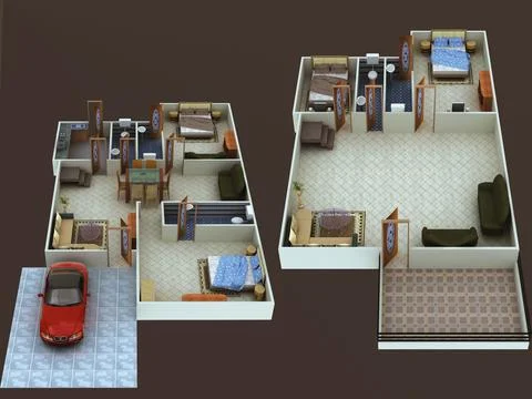 3D floor plan design Stock Illustration