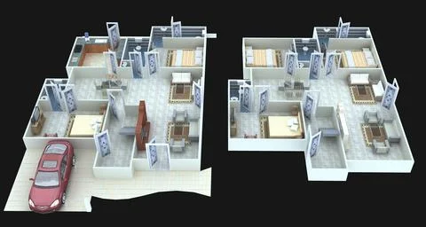 3D floor plan design Ilustración de archivo