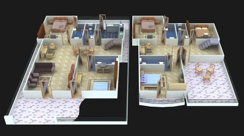 3D floor plan design Stock Illustration