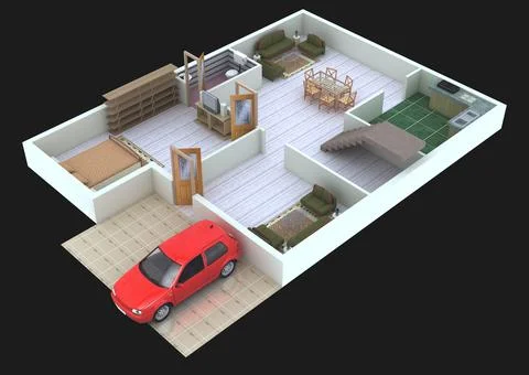 3D floor plan design Stock Illustration