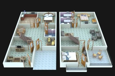 3D floor plan design Stock Illustration