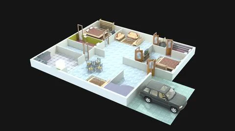 3D floor plan design Stock Illustration