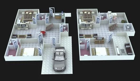 3D floor plan design Ilustración de archivo