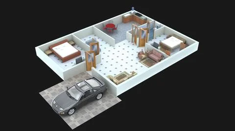 3D floor plan design Stock Illustration