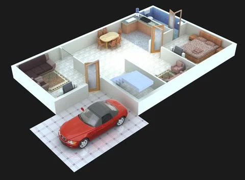 3D floor plan design Stock Illustration