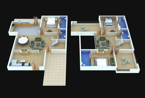 3D floor plan design Ilustración de archivo