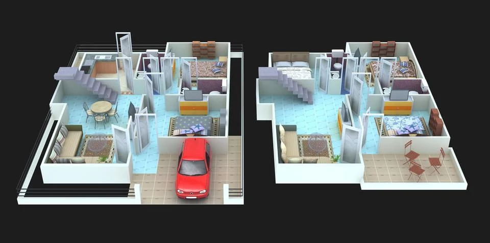 3D floor plan design Stock Illustration