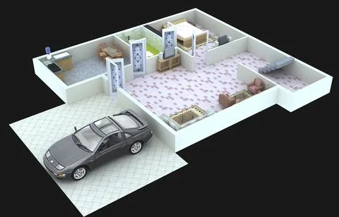 3D floor plan design Ilustración de archivo