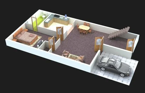 3D floor plan design Ilustración de archivo